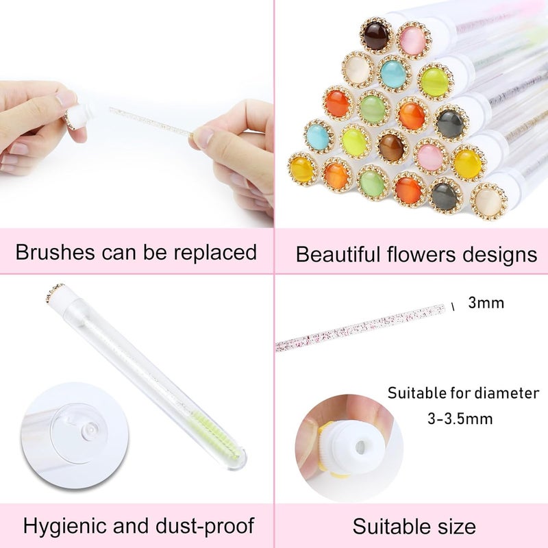 SenRocc 20pcs Mascara Wands Tube Reusable Lash Spoolies Pearl Gold Tube Eyelash Brush Tubes Spoolies Lash Extension Brushes Applicators Makeup Tools (CatE-Gold-MlX) - Image 2